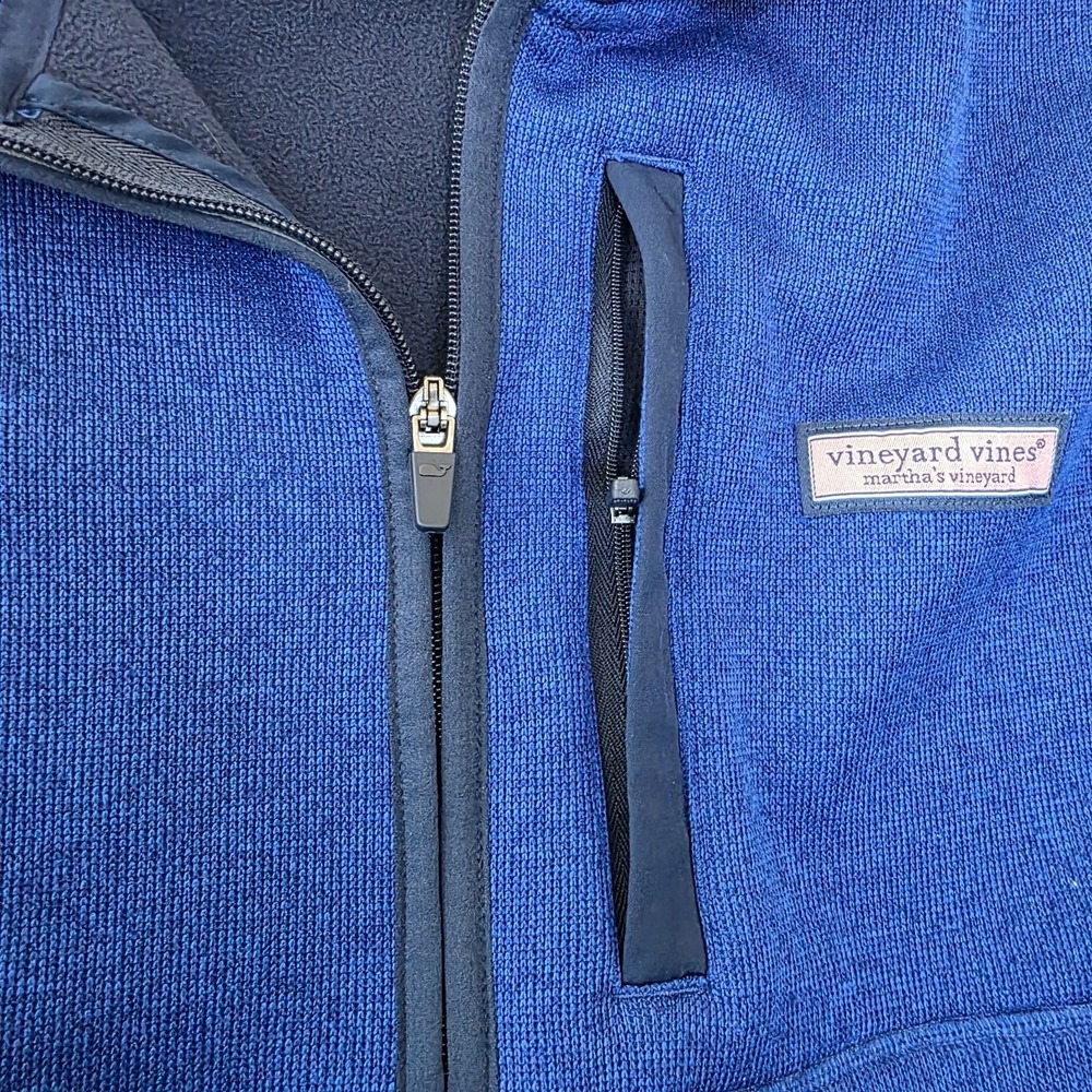 Vineyard Vines Fleece Jacket Men's XL Navy Blue Full Zip Pullover - Picture 8 of 9